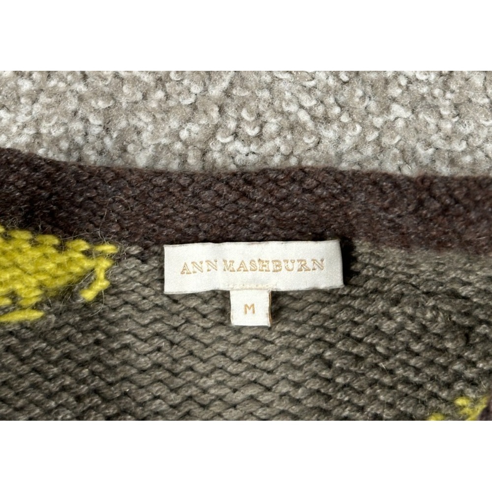 Ann Mashburn Sweater Womens Medium Brown Green Camo Wool Blend Chunky Knit - Picture 5 of 9